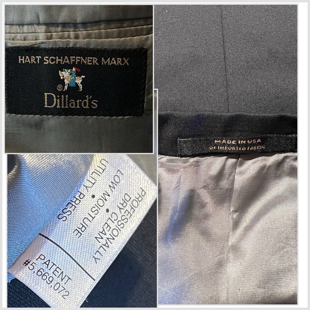 Vintage Hart Schaffner Marx 42R 34x27.5 Classic Solid Black Quality Suit - Picture 16 of 16